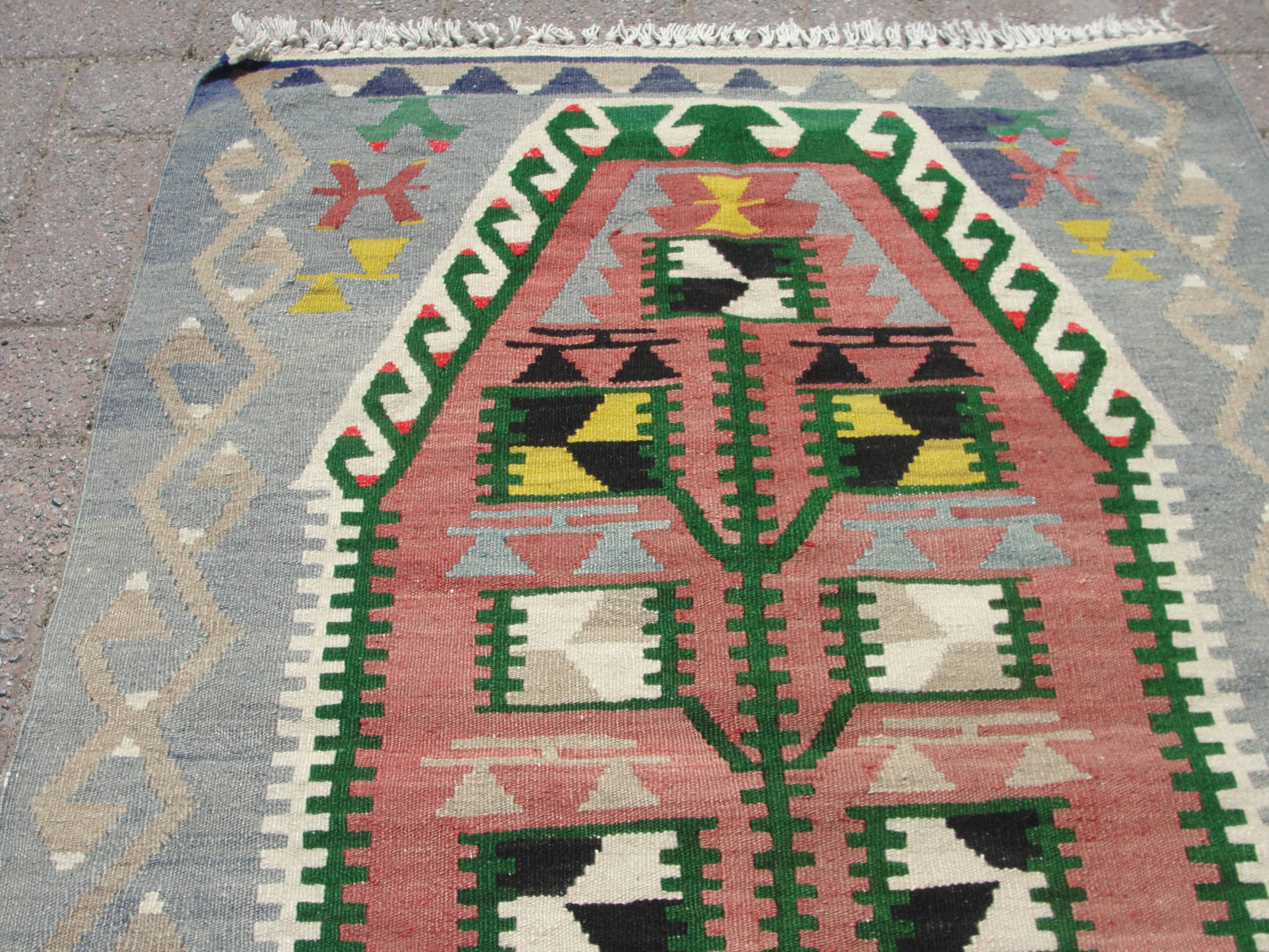 Small handmade area kilim rug carpet