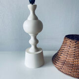 Large turned white wooden lamp