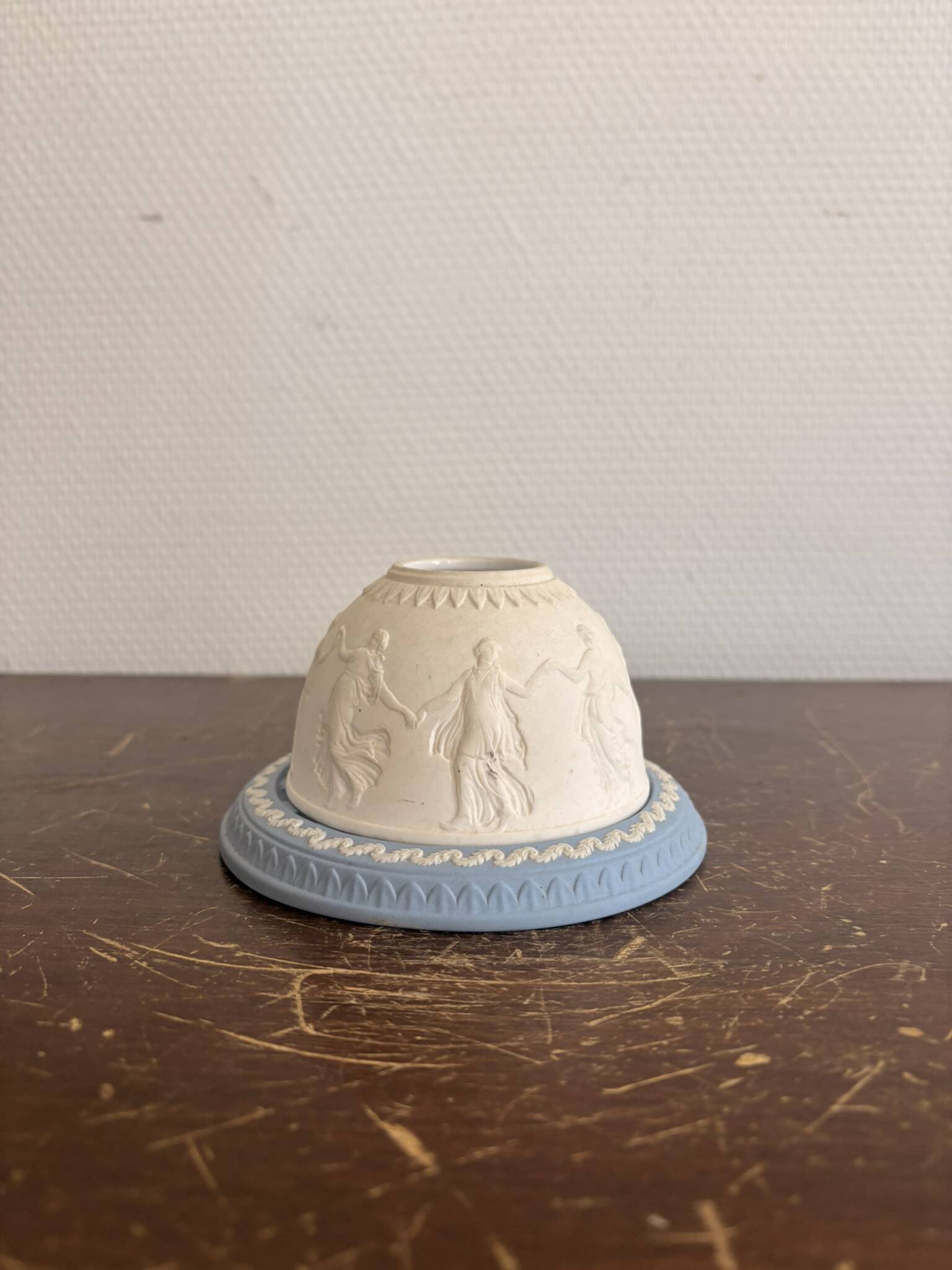 Wedgwood Blue and White Jasperware Candle Holder Vintage English Ceramics