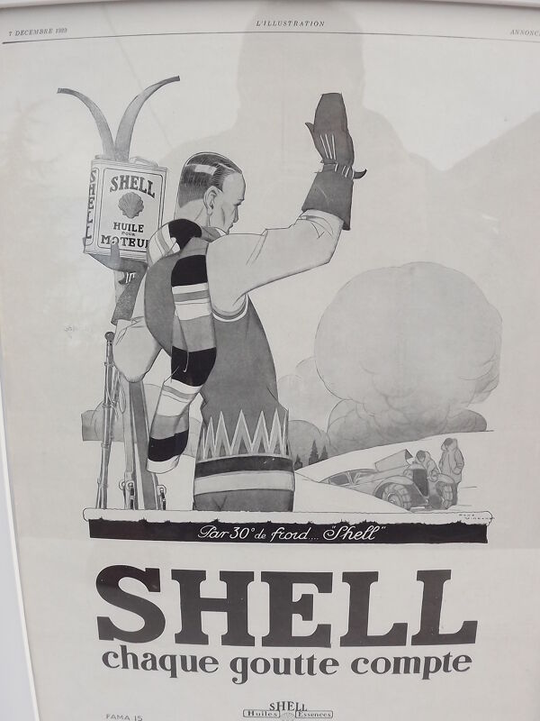 Affiche pub papier shell 1929 par René Vincent
