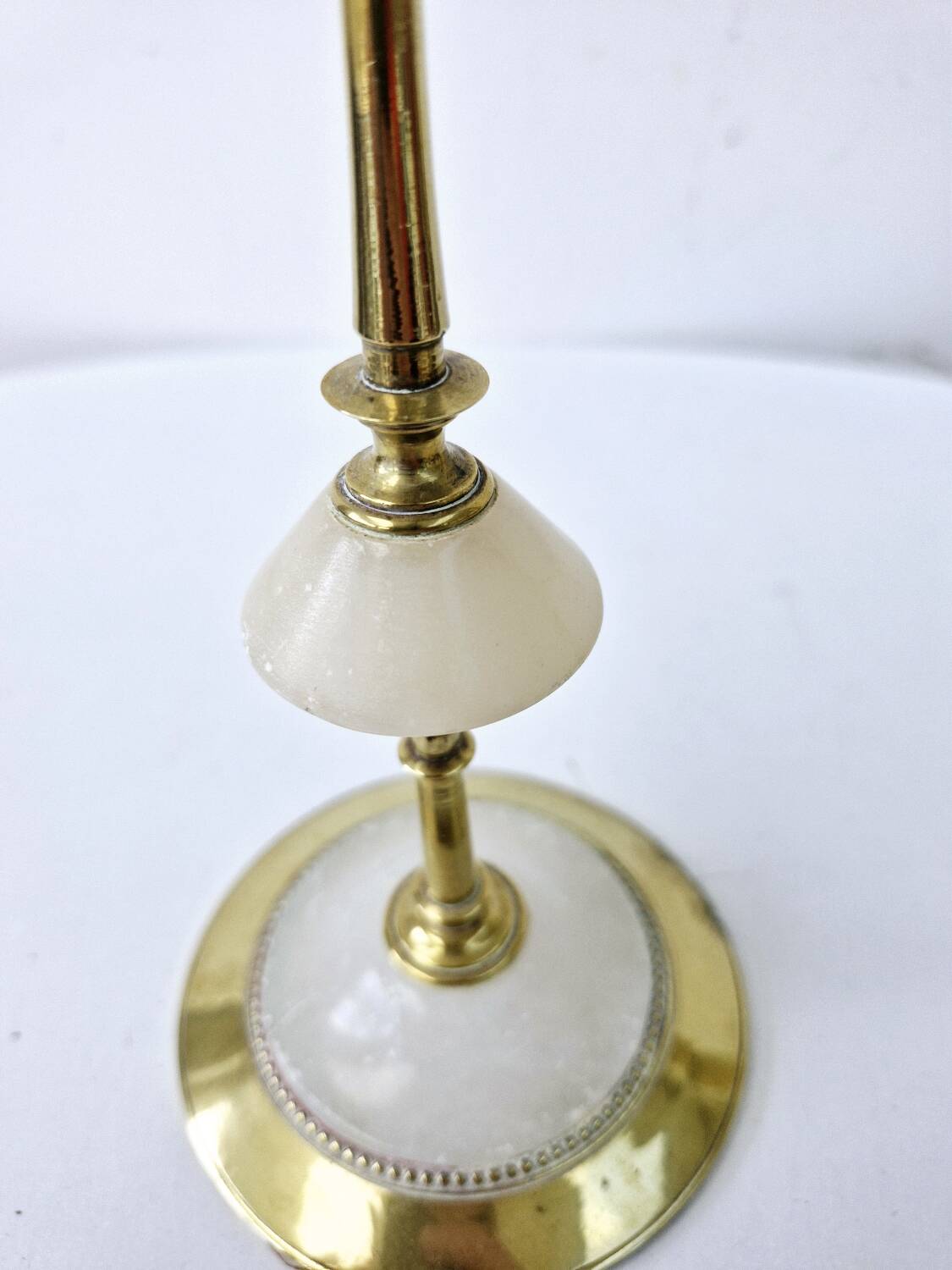 Pair Of Antique Candlesticks In Brass And Alabaster