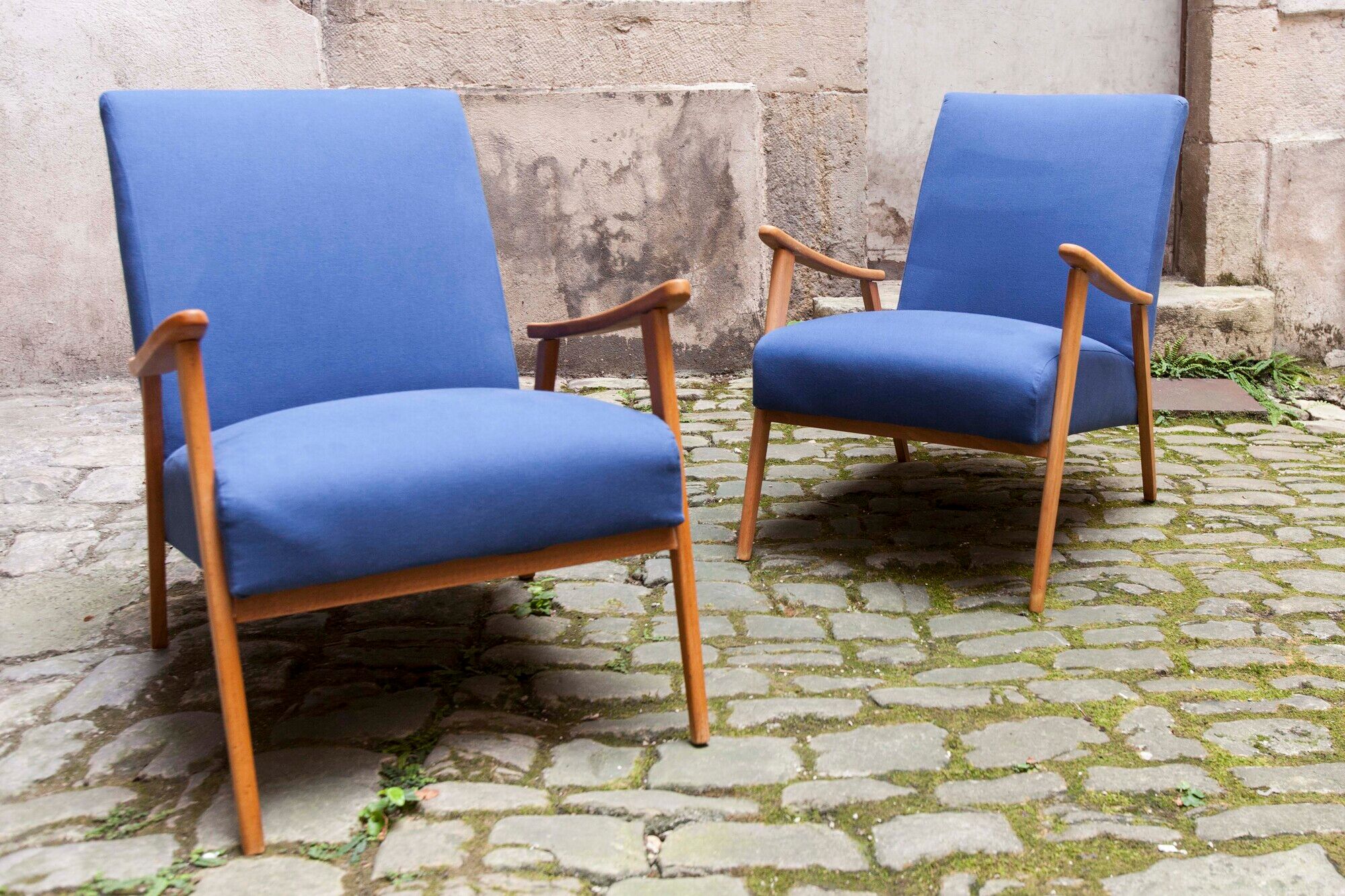 Pair of Scandinavian armchairs from the 60s new fabrics and foam