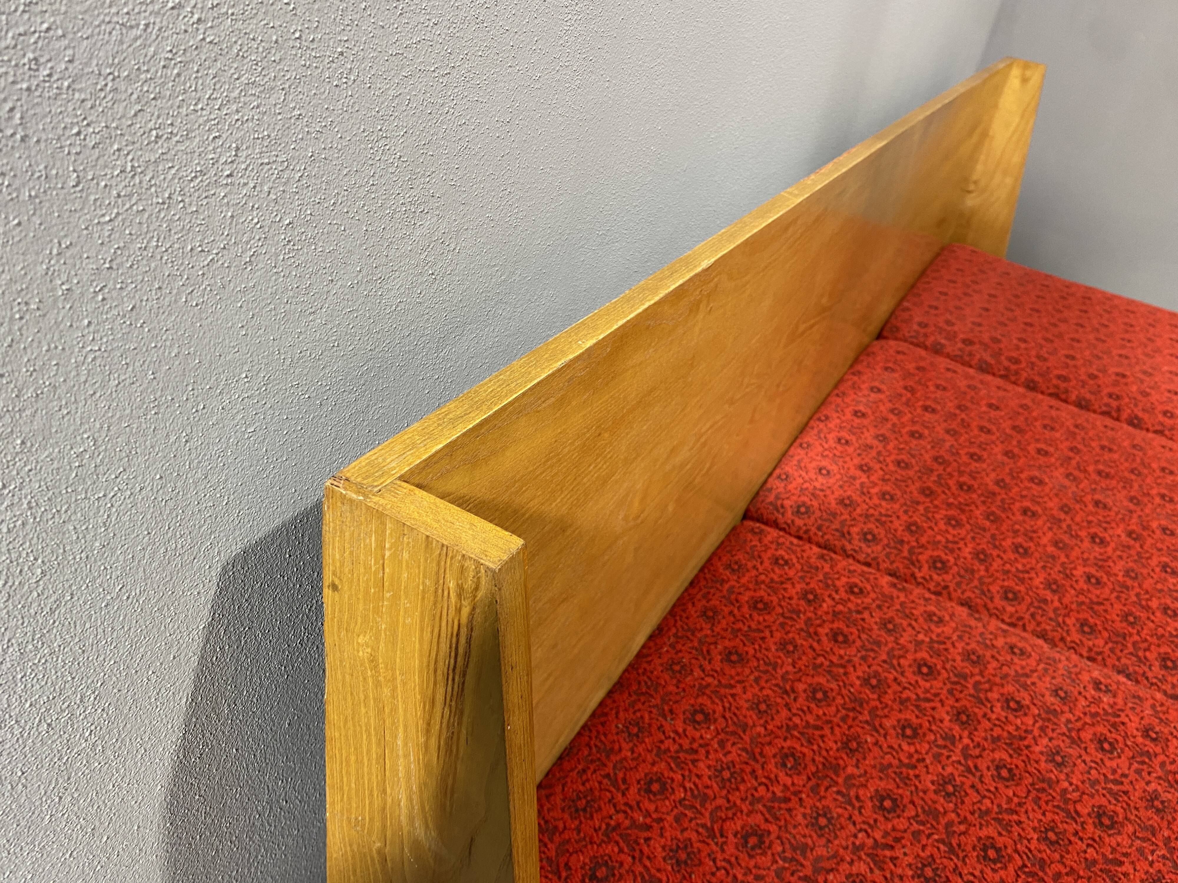 Mid-century folding sofa bed by Drevotvar, 1970s, Czechoslovakia