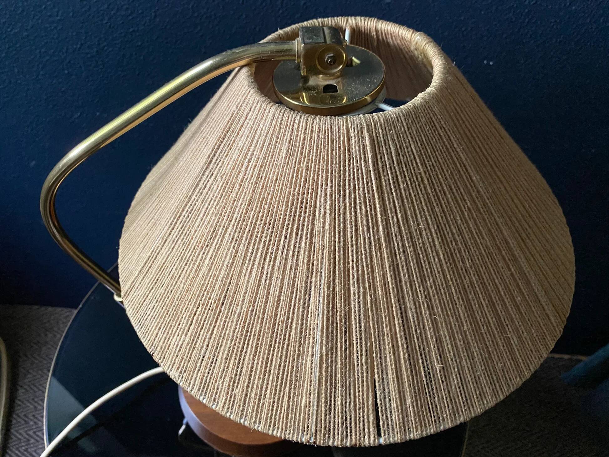 Mid-century modern Temde sisal desk lamp, Germany / Switzerland 1960s