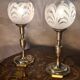 pair of brass bedside lamps and glass ball 32x160
