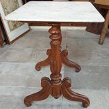 Old small marble and wood side table