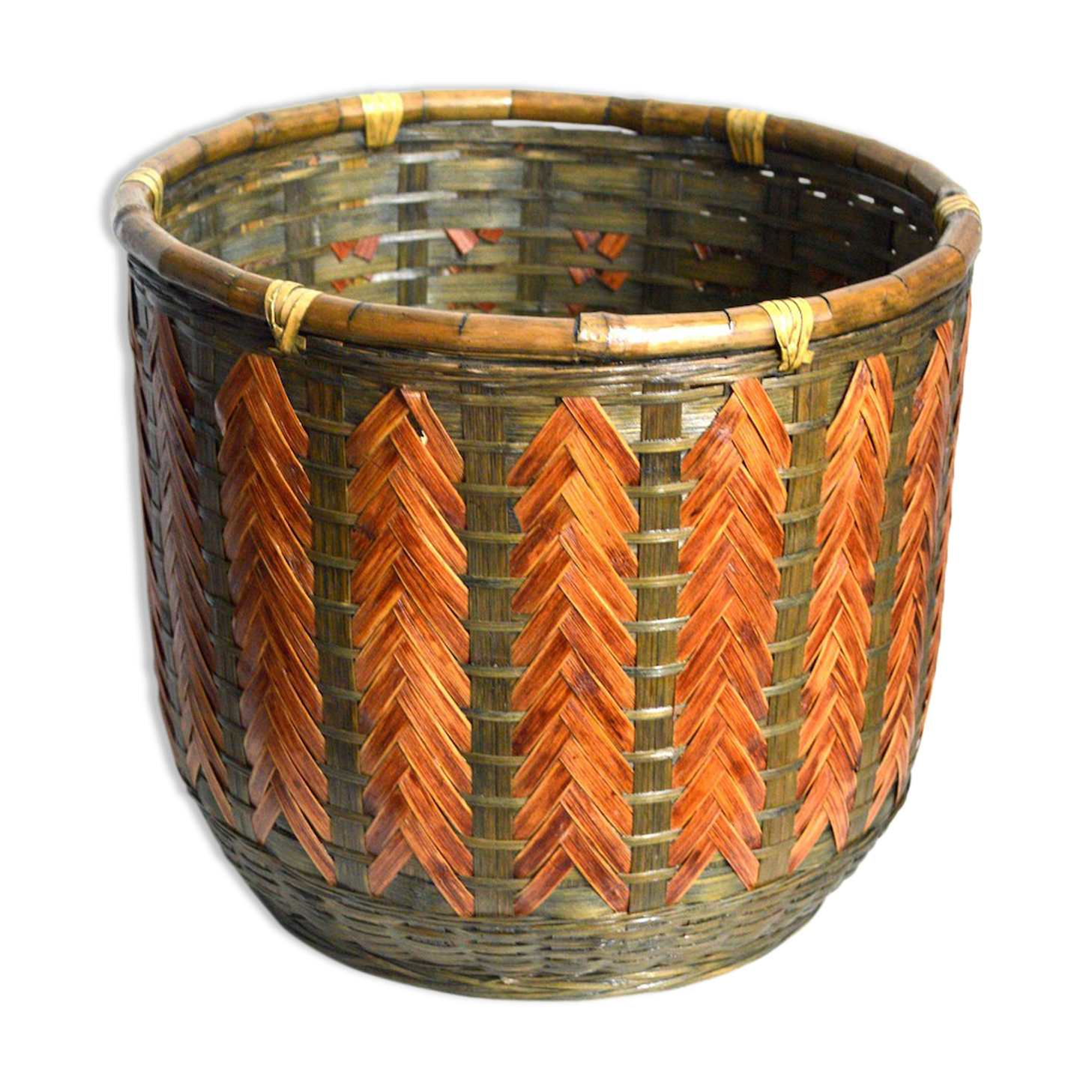 Bamboo and woven wicker pot cover