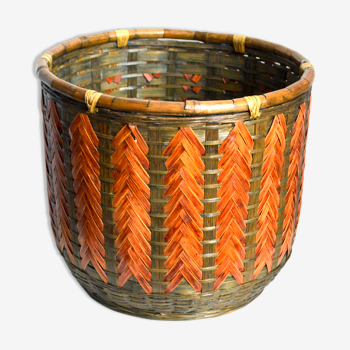 Bamboo and woven wicker pot cover