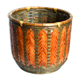 Bamboo and woven wicker pot cover