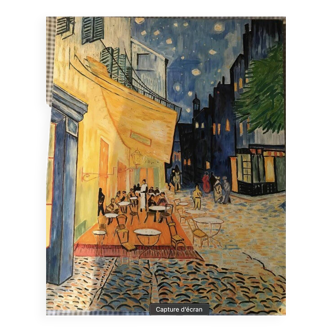 Painting oil on canvas café terrace on the place du forum