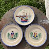 Quimper de Bretagne decorative plates with vintage characters