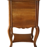 Table de chevet style Régence en noyer et marbre