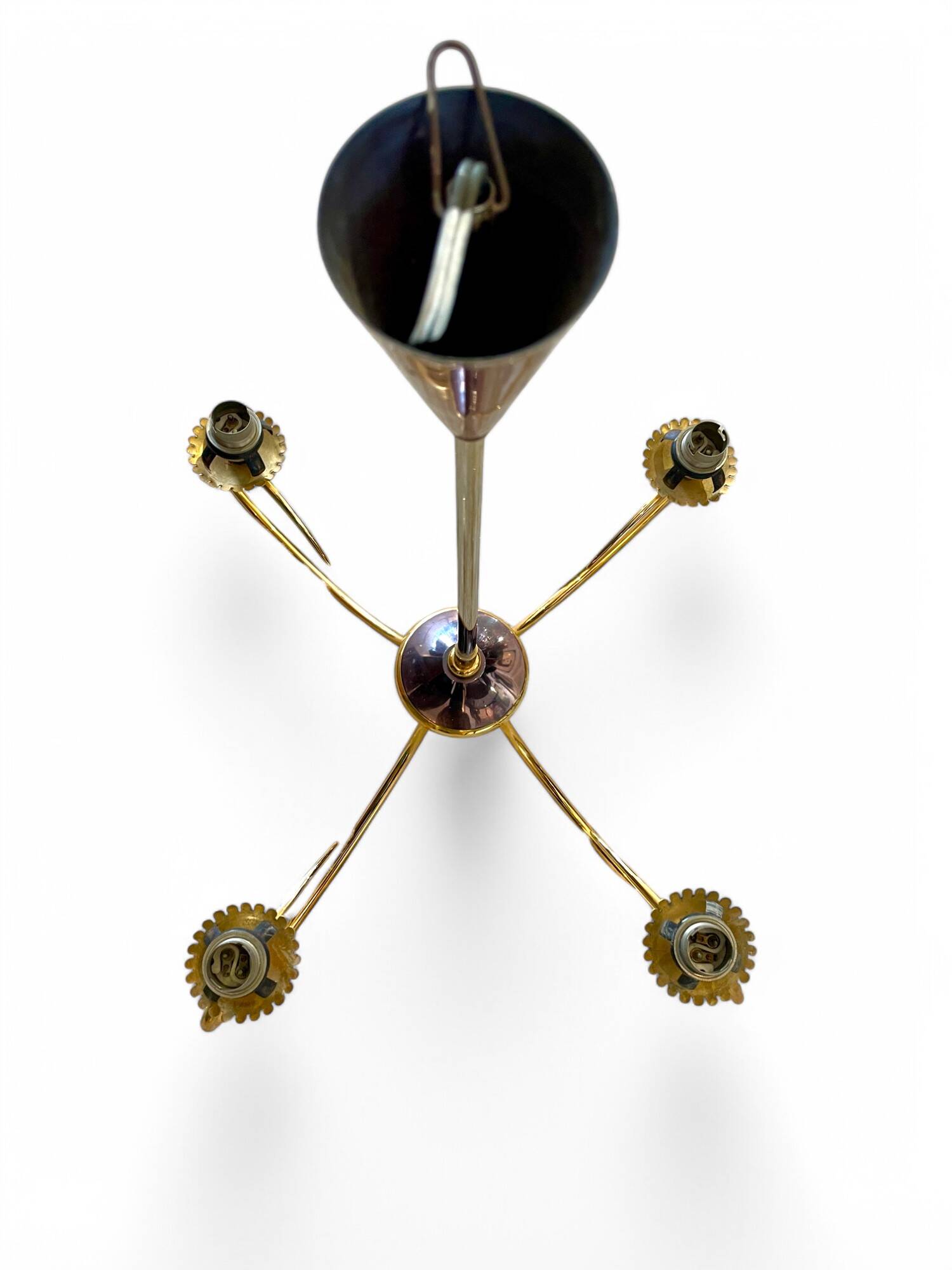 Vintage 4-light chandelier in chiseled glass