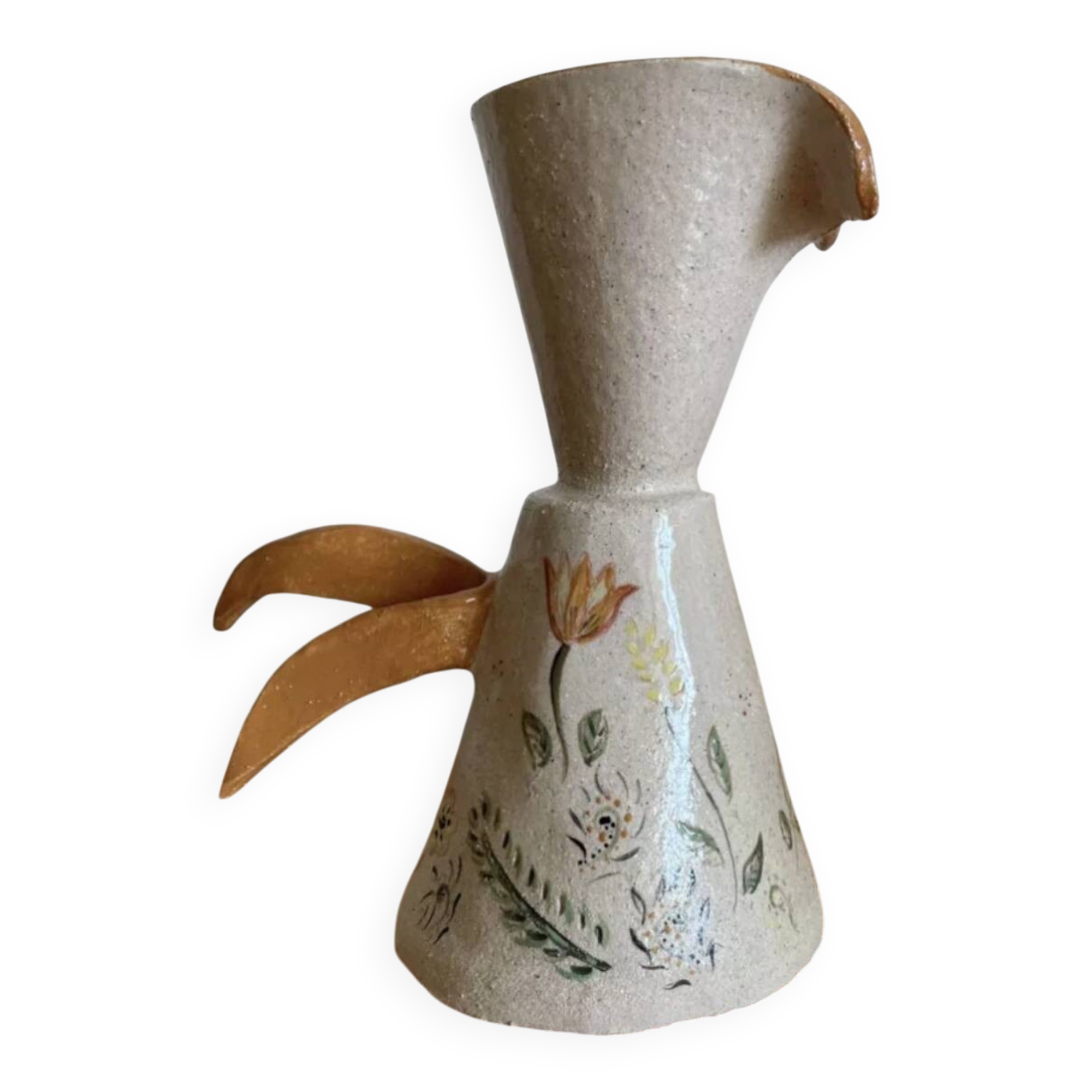 Handcrafted pitcher with floral motif