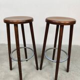 Vintage French wooden bar stools 1970s