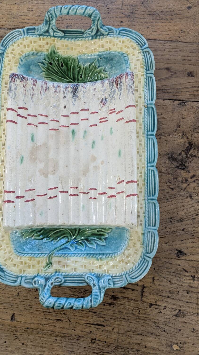 19th century majolica asparagus dish