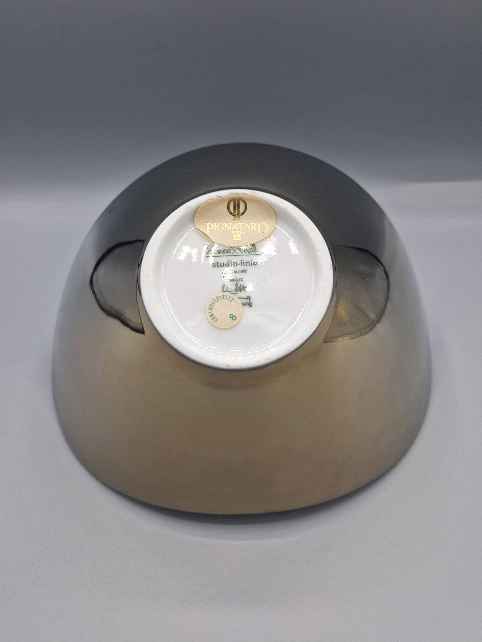 Bol Rosenthal Free Spirit in porcelain with silver metallic glaze.