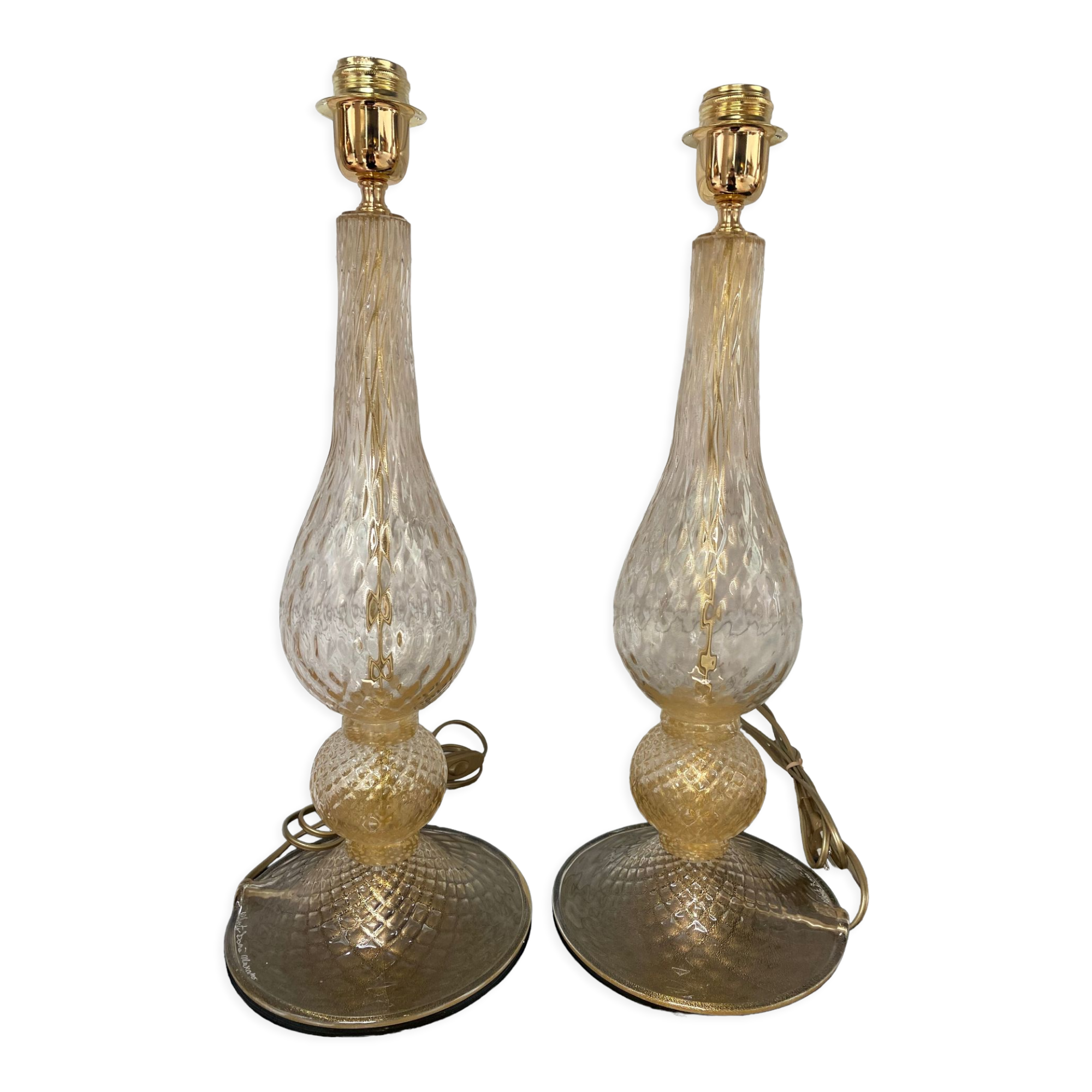 Pair of lamp legs Alberto Dona - Murano - 70s