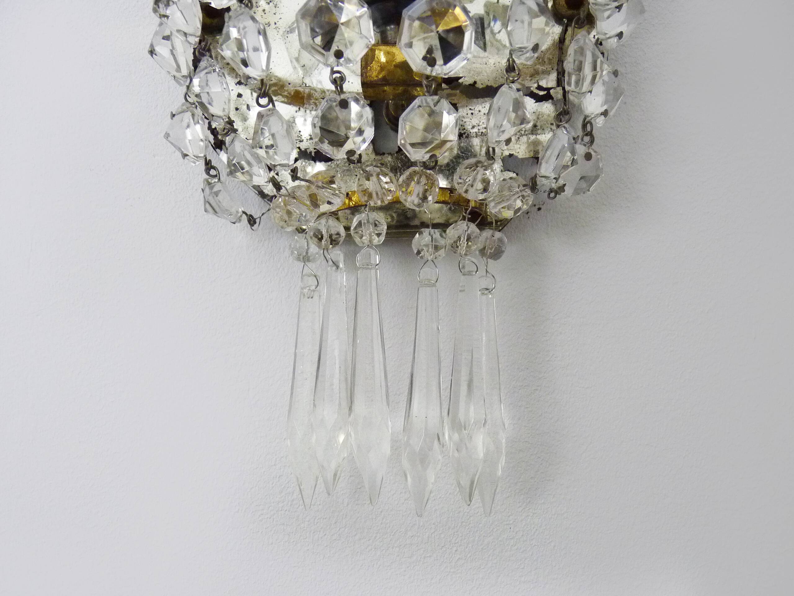 Large vintage hot air balloon wall light in bronze and glass 43 cm