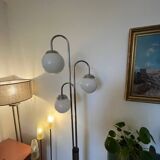 Chrome tripod floor lamp with vintage balls