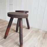 Set of 2 wooden tripod stools