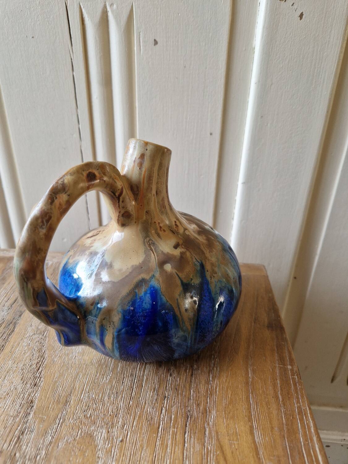 jug or carafe signed Gilbert Méténier enamelled stoneware