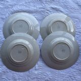 4 assiettes creuses HBCM Dolly 1930 bleu/rose céramique/faïence abstrait