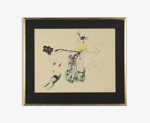 Lithographie en couleur vintage de Carl Fredrik Reuterswärd, Abrakadabra, 1990