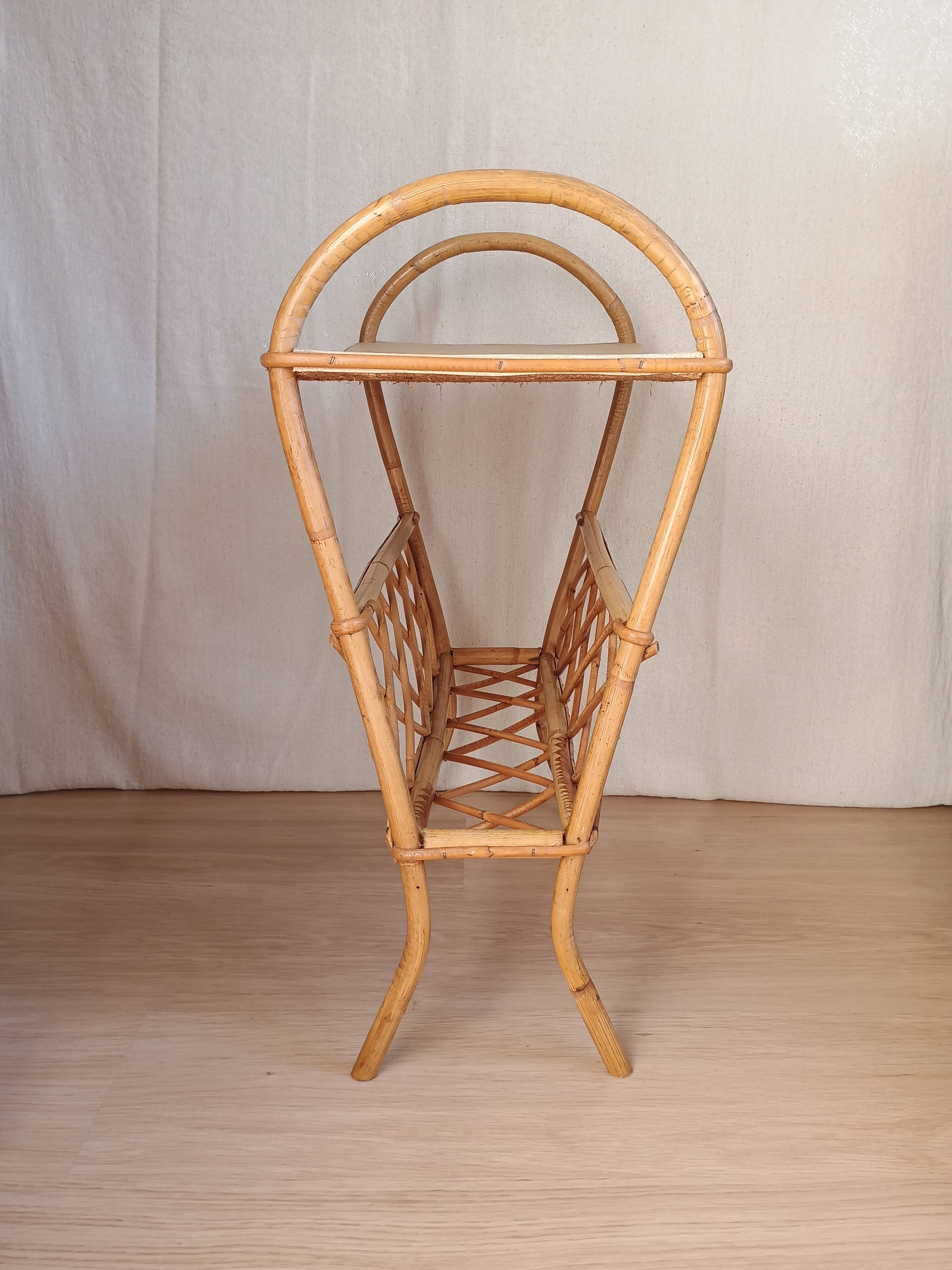 Vintage rattan magazine rack
