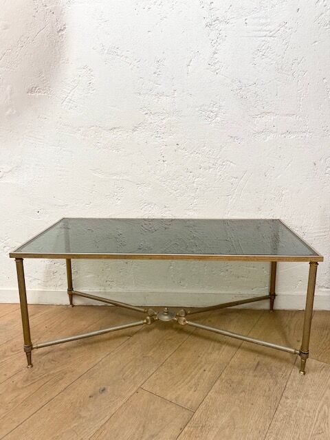 Glass and brass coffee table