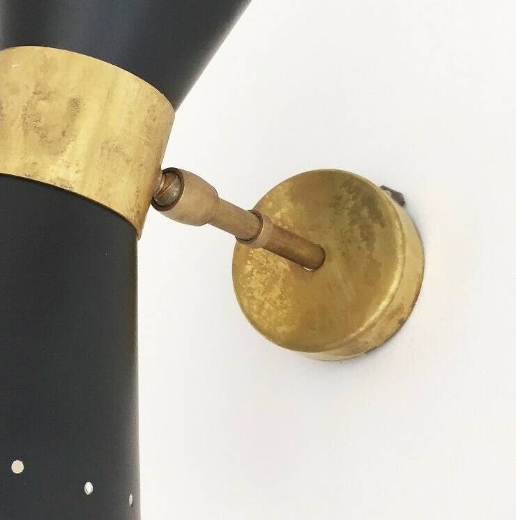 Pair of Italian diabolo wall lights, 1950s