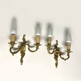Pair of bronze chandelier wall lights, classic style, Louis XV