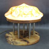 Contemporary Unique Wooden Table Lamp with Glass Shade