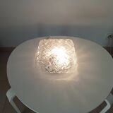 Scandinavian ceiling/wall light in structured glass from the 70s