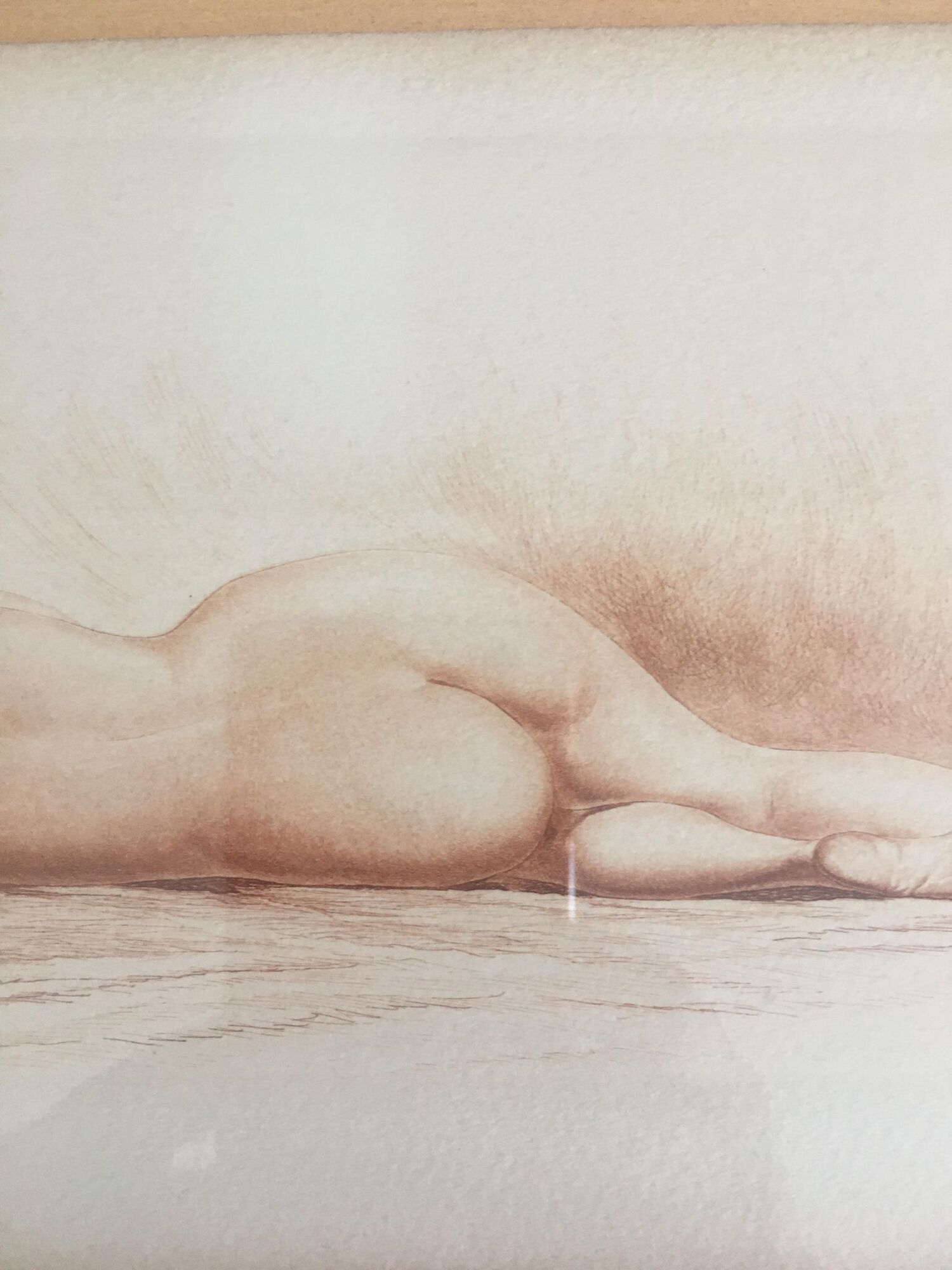 Eaux Forte à la sanguine signed Jean Vyboud 'Woman lying naked'