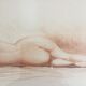 Eaux Forte à la sanguine signed Jean Vyboud 'Woman lying naked'