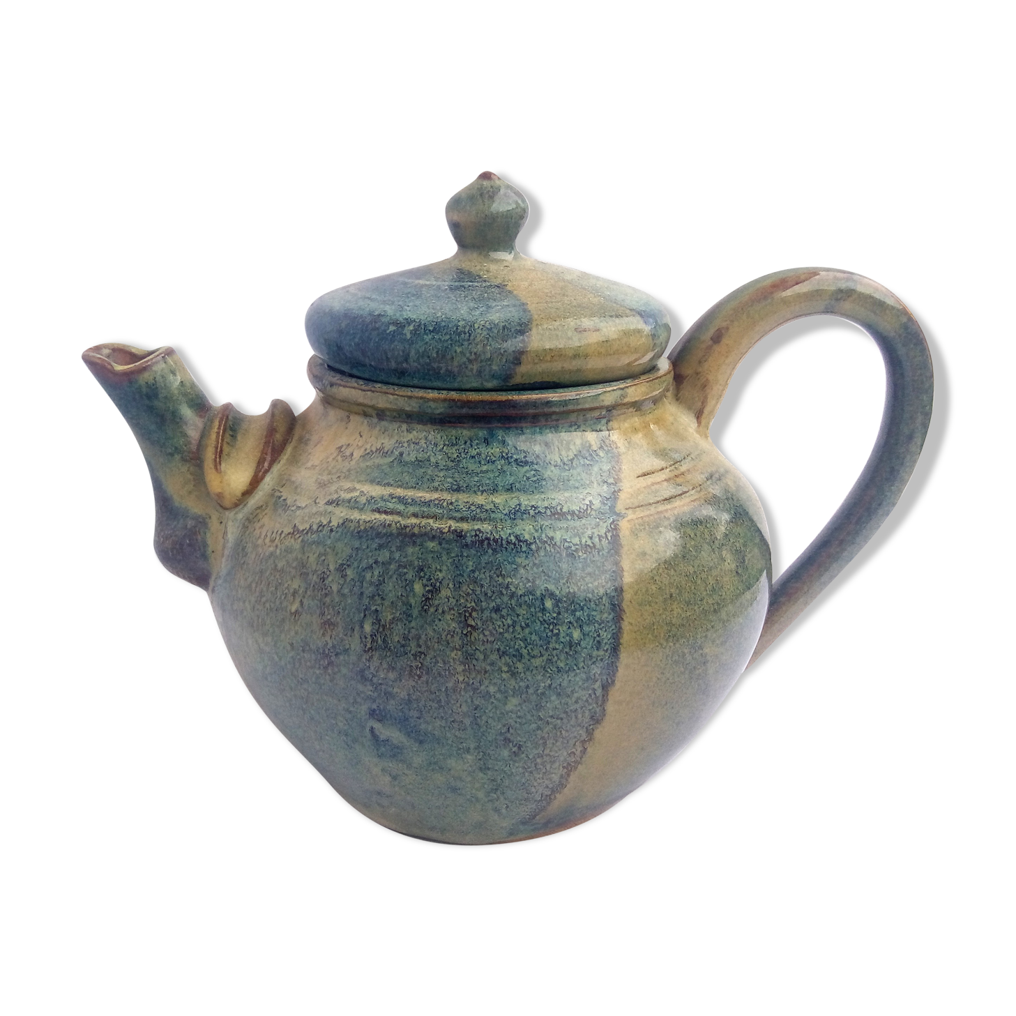 Blue enamelled sandstone teapot