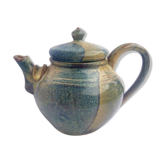 Blue enamelled sandstone teapot