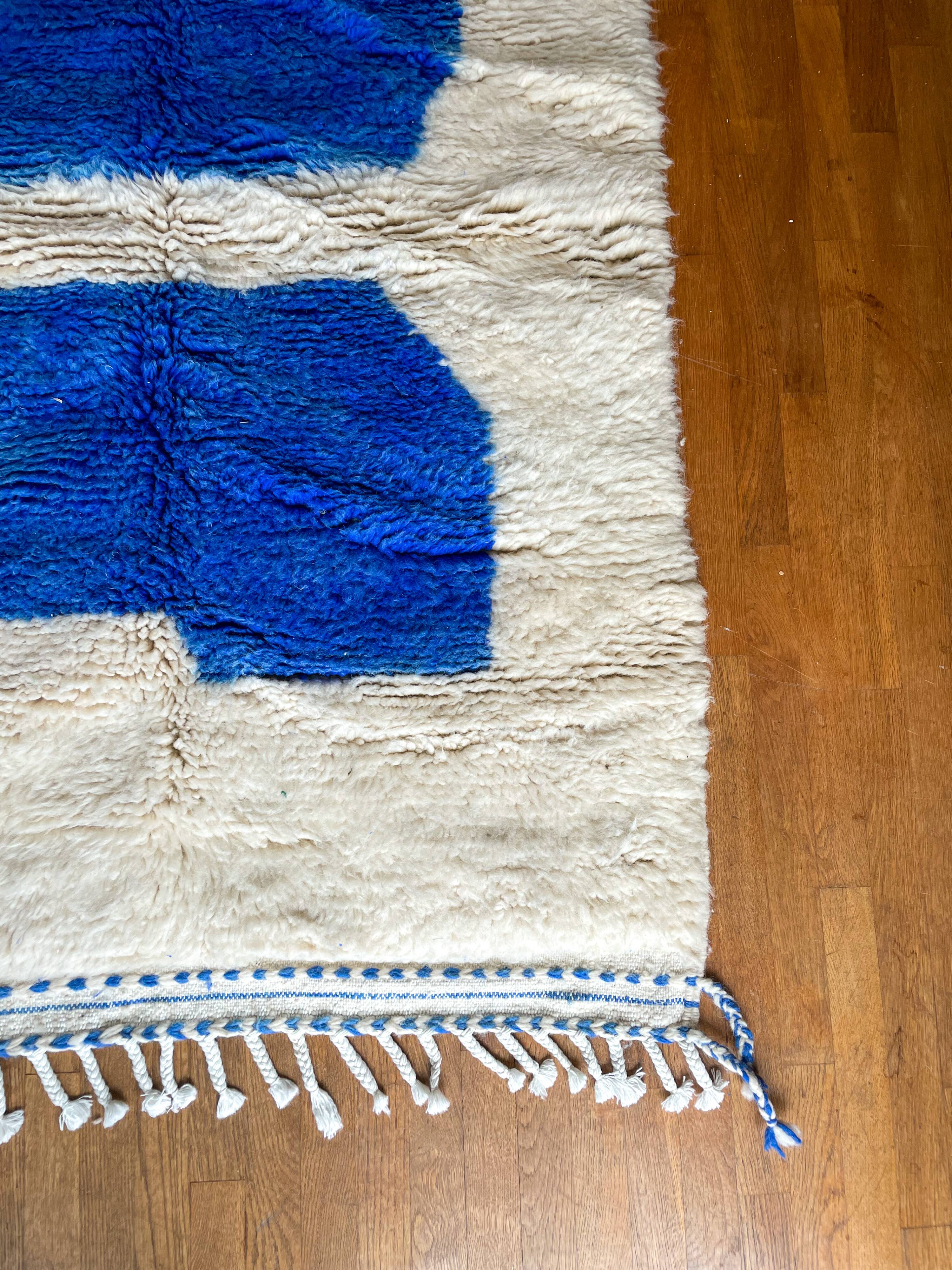 Moroccan Berber carpet white and blue modern Majorelle