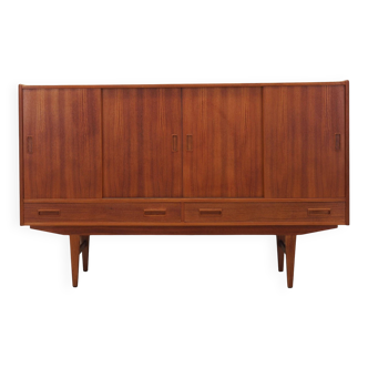 Buffet haut en teck, design danois, années 1970, fabriqué par Børge Dam