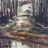 Old painting of a forest path