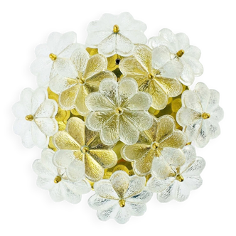 Mid-Century Floral Murano Glass Flush Mount by Ernst Palme for Palwa, Germany, 1960s