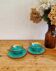 Vintage coffee cup duo Magda turquoise and gold Made in France