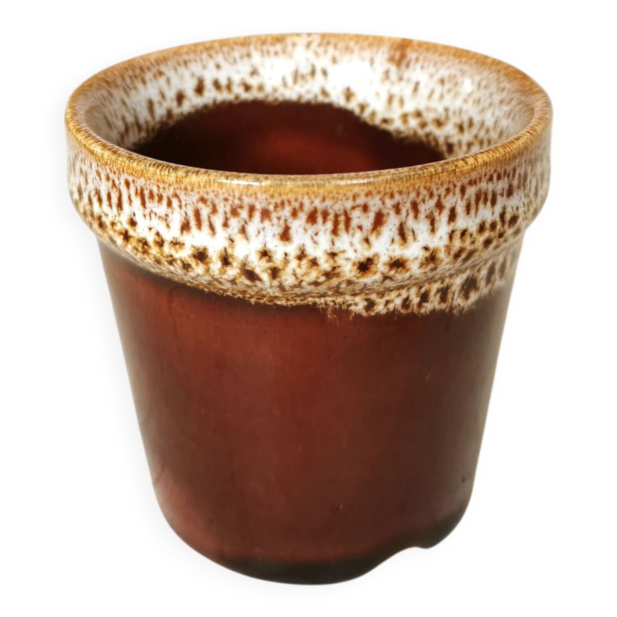 Pot en céramique vintage KIL : Yougoslavie des années 1970, glaçure mouchetée