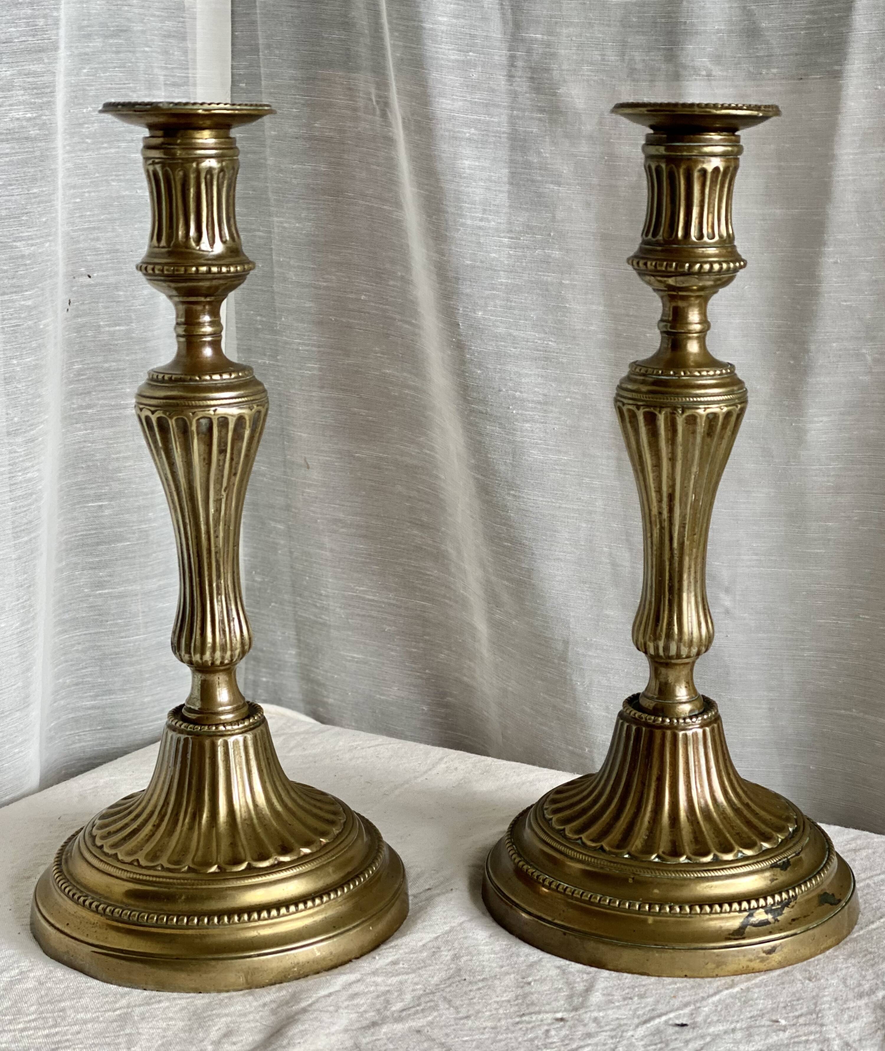 Pair of 19th century brass candlesticks