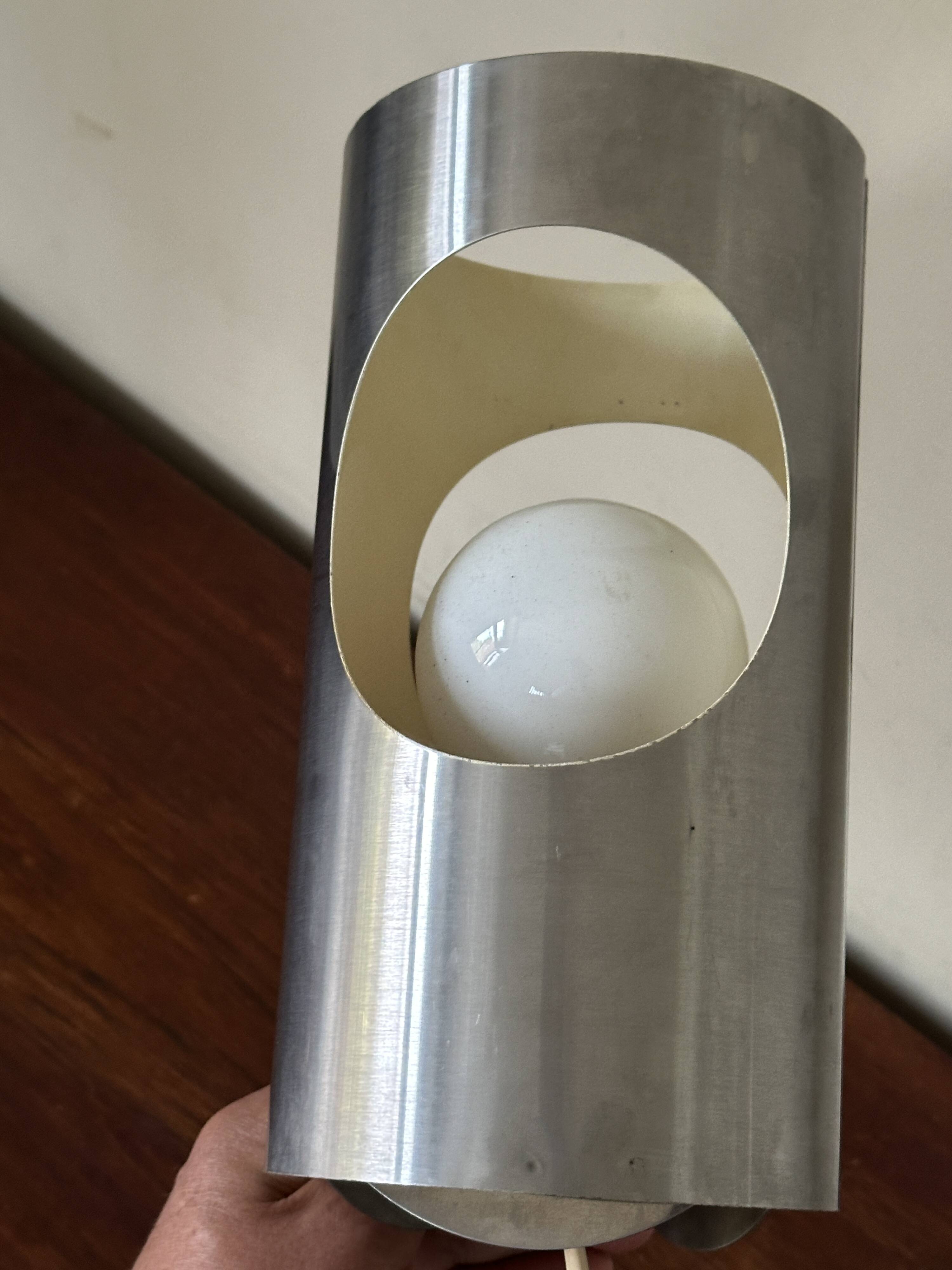 Vintage tube stainless steel lamp, 70s design