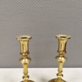 A set of vintage brass candlesticks. Denmark 1960-70s.