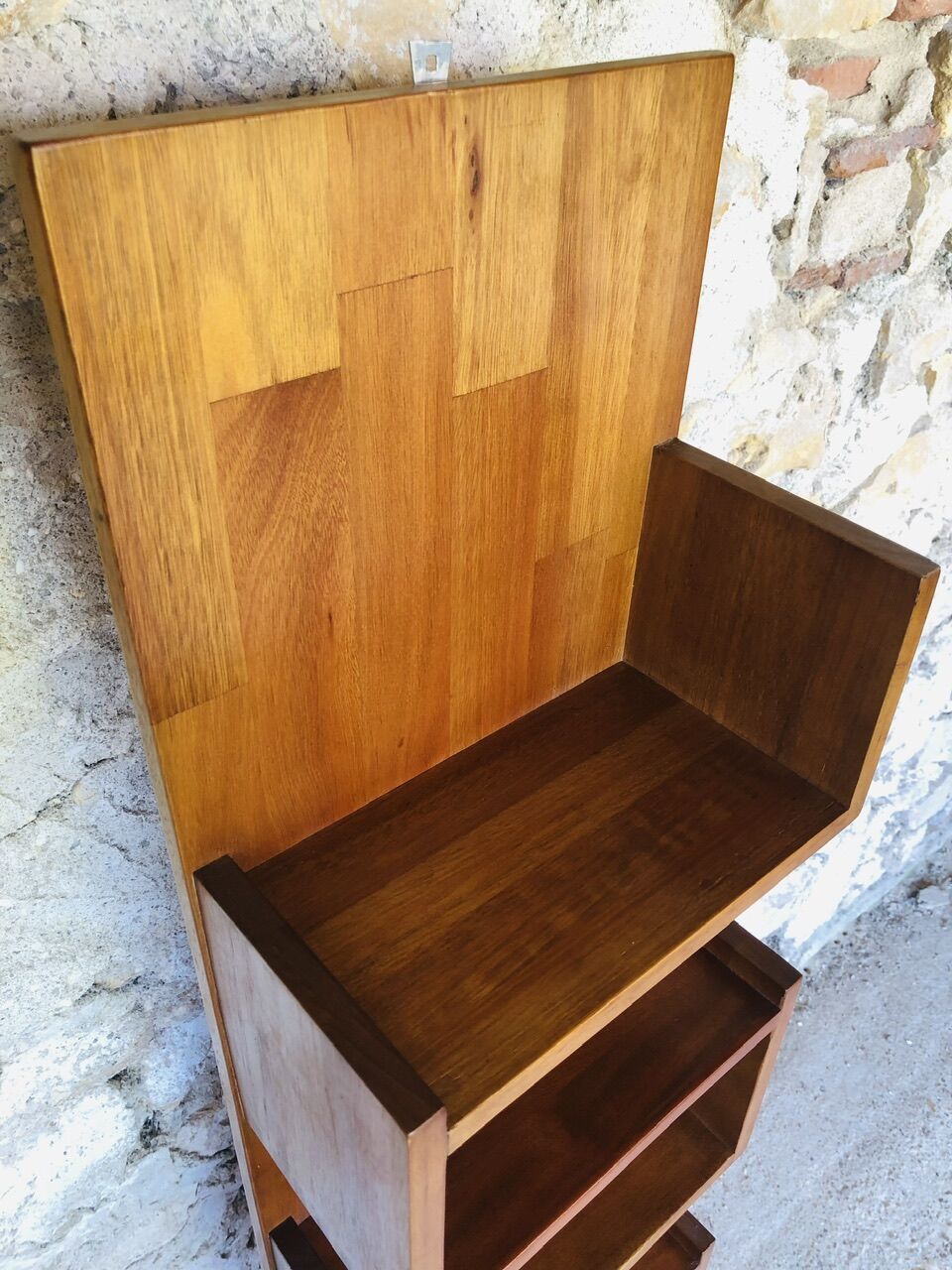 Vintage straight wall shelf, Scandinavian teak style, Circa 70's