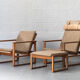 Set of 2 lounge chairs and one footrest by Borge Mogensen for Fredericia Denmark 1960’s