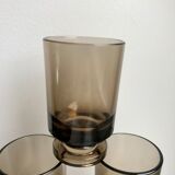 Set of 6 glasses with liqueur in smoked glass design 70s